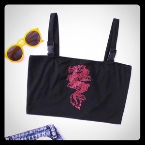 SHEIN Dragon Print Crop Buckle Cami Top